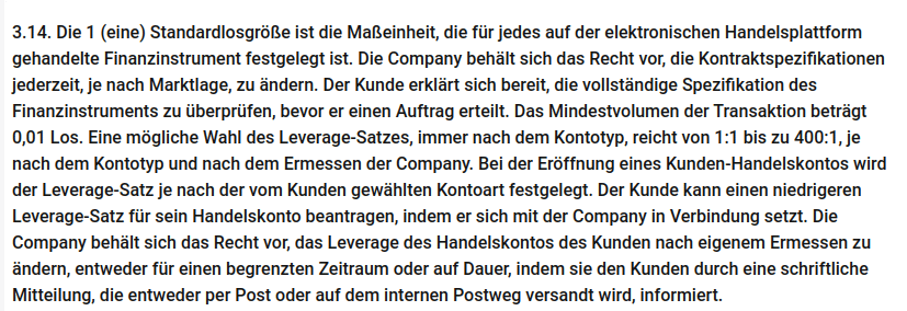 GSG Hebelhandel Quote 400:1