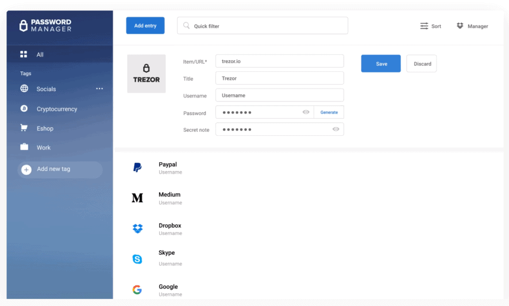Trezor-Wallet-Anwendungen-Passwortmanager