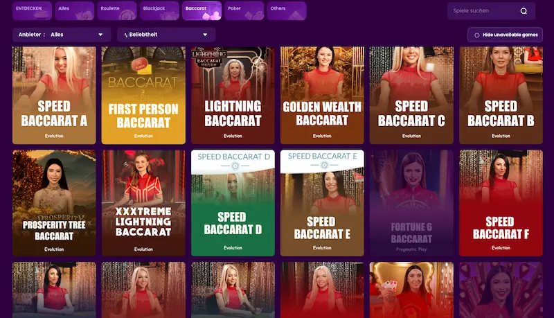 Trustdice hat baccara glücksspiel im live casino