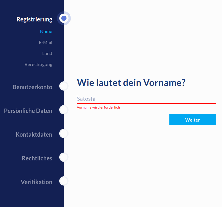 Registrierung bitwala