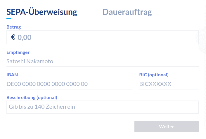 bitwala sepa ueberweisung