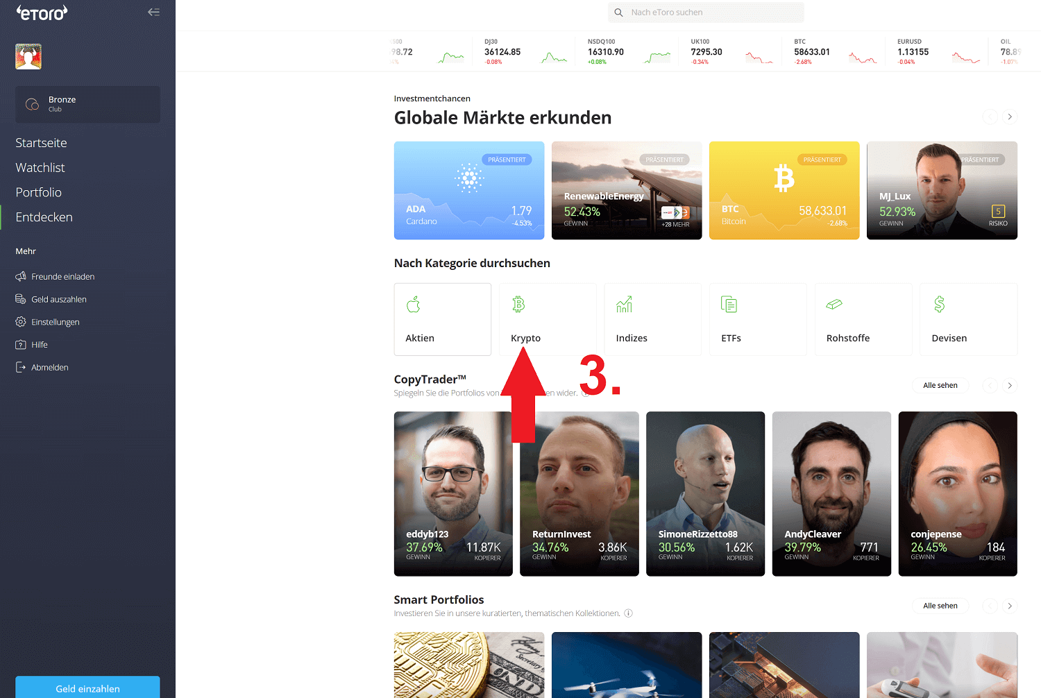 alternative Suche für Kryptowährungen bei eToro