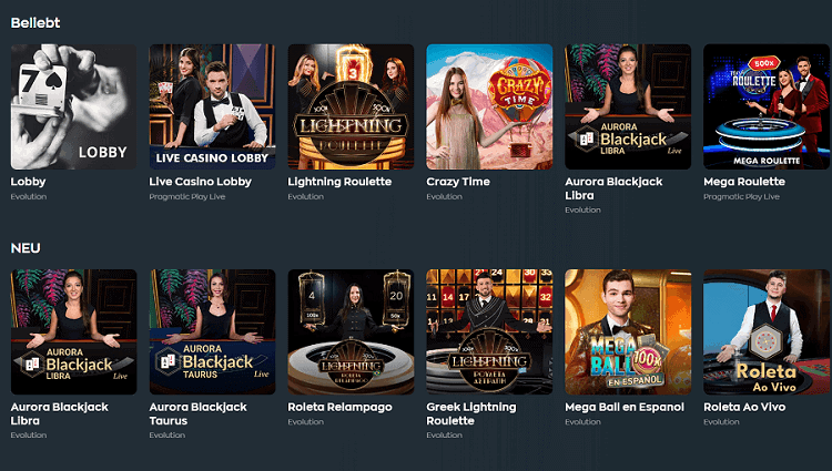 Beliebte Live Casino Spiele bei Vave