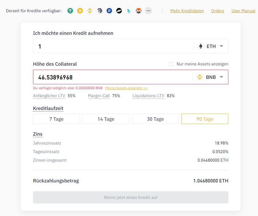 Binance Kredite