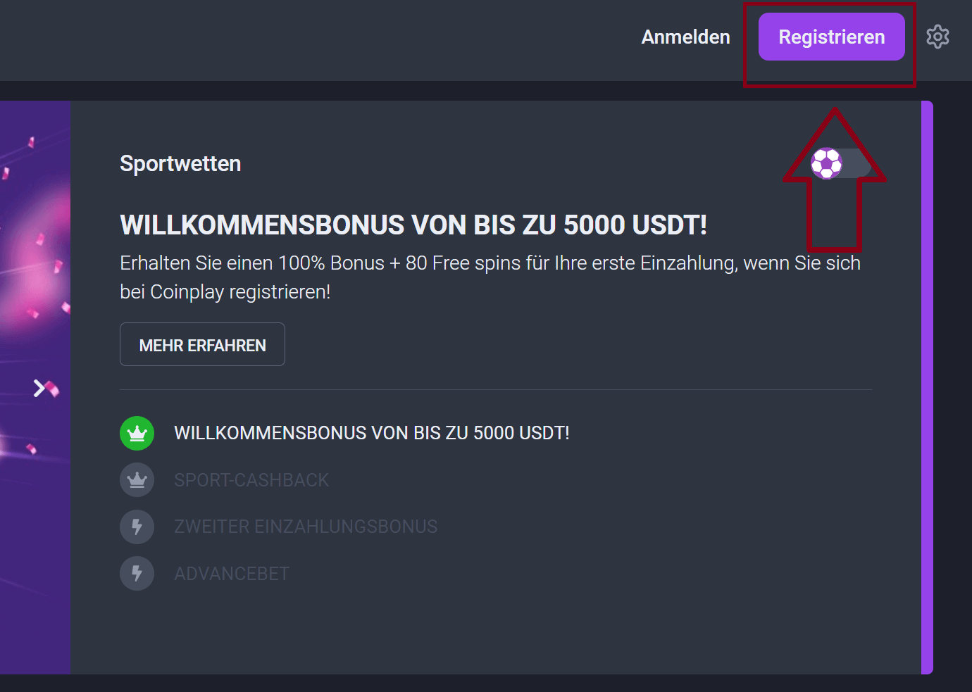 coinplay registrierung schritt 1