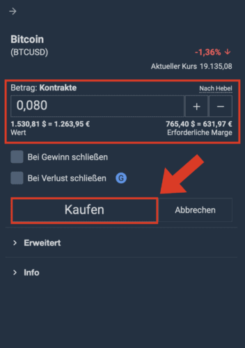 Plus500 Test Trade öffnen