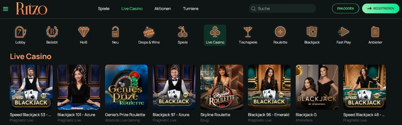 ritzo Live Spiele